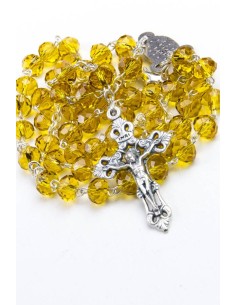 Yellow Faceted Glass Rosary