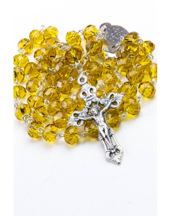 Yellow Faceted Glass Rosary