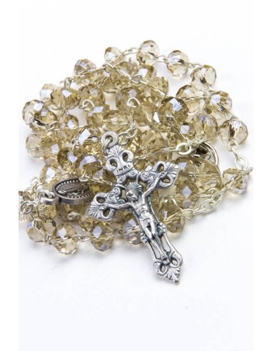 Smoke Glass Faceted Glass Rosary