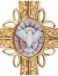 Gold Plated Sterling Silver Cross Pendant Holy Spirit Cameo 2