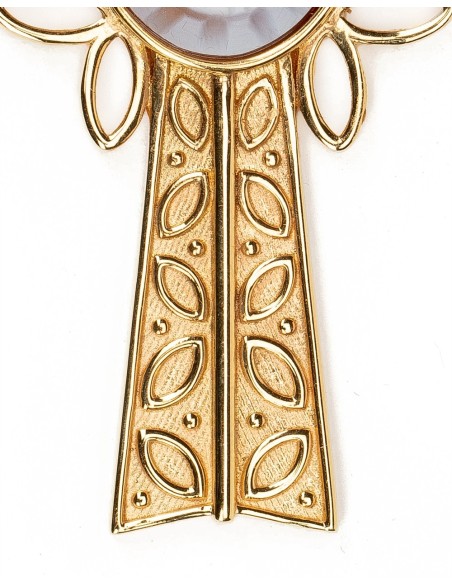 Gold Plated Sterling Silver Cross Pendant Holy Spirit Cameo