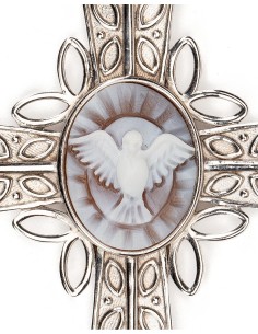 Sterling Silver Cross Pendant Holy Spirit Cameo 2