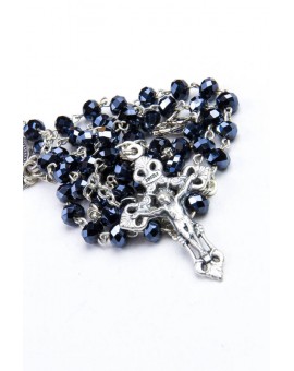 Black Glass Faceted Glass Rosary