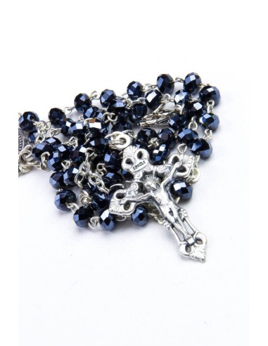 Black Glass Faceted Glass Rosary