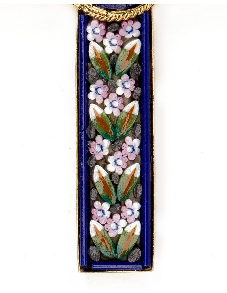 Blue Micromosaic Floral Cross Pendant Blue Micromosaic Floral Cross Pendant