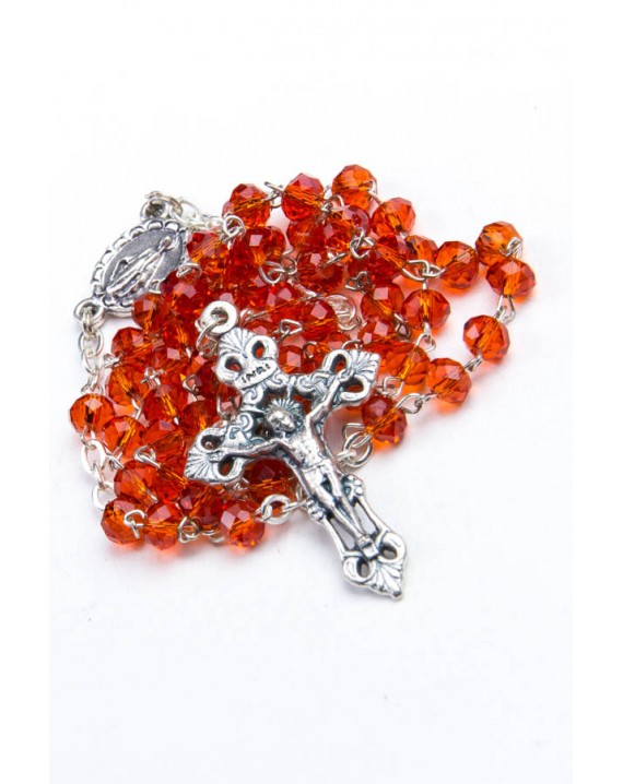 Red Glass Faceted Glass Rosary 3mm beads