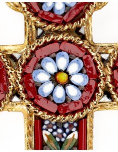 Red Micromosaic Floral Cross Pendant 2