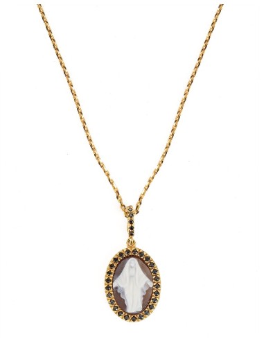 Gold Plated Hand Engraved Miraculous Virgin Mary Cameo | Vatican Gift