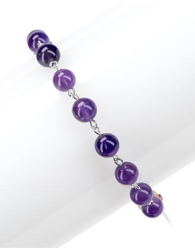 Amethyst Beads Sterling Silver Rosary Bracelet | Vatican Gift