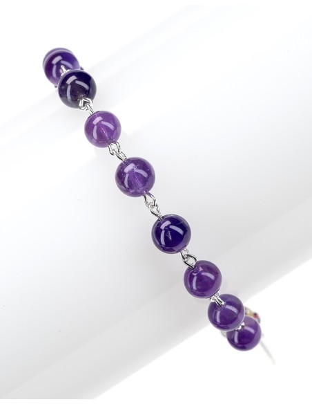 Amethyst Beads Sterling Silver Rosary Bracelet | Vatican Gift Amethyst Beads Sterling Silver Rosary Bracelet | Vatican Gift