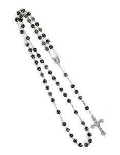 Black Beads Strass Sterling Silver Rosary 2