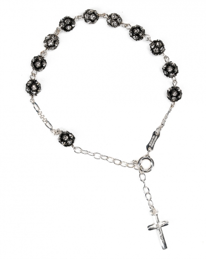 Strassball sterling silver rosary bracelet 6 mm with XP cross | online  sales on HOLYART.com