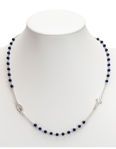 Lapis Lazuli Beads Sterling Silver Necklace | Vatican Gift