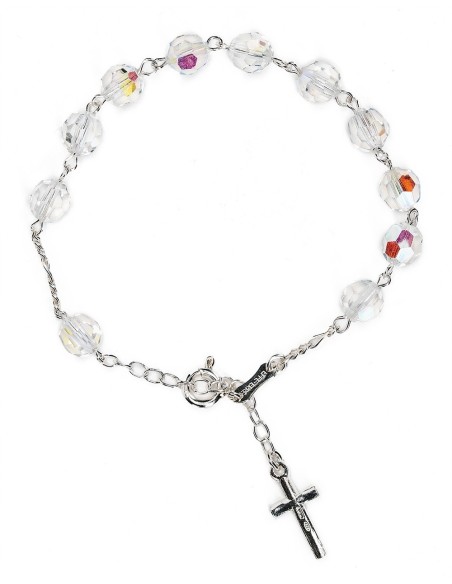 Crystal Beads Sterling Silver Rosary and Bracelet Set | Vatican Gift Crystal Beads Sterling Silver Rosary and Bracelet Set | Vatican Gift