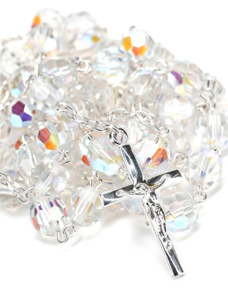 Crystal Beads Sterling Silver Rosary and Bracelet Set | Vatican Gift Crystal Beads Sterling Silver Rosary and Bracelet Set | Vatican Gift