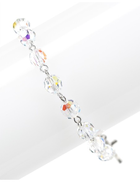 Crystal Beads Sterling Silver Rosary and Bracelet Set | Vatican Gift Crystal Beads Sterling Silver Rosary and Bracelet Set | Vatican Gift