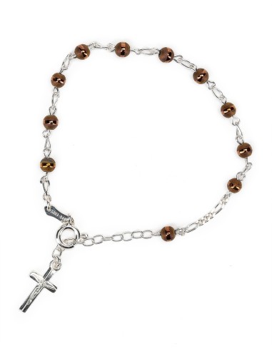 Matt and Shiny Bronzed Beads Sterling Rosary Set | Vatican Gift