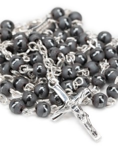 Matt and Shiny Gray Beads Sterling Silver Rosary | Vatican Gift