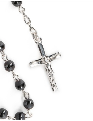 Matt and Shiny Gray Beads Sterling Silver Rosary | Vatican Gift