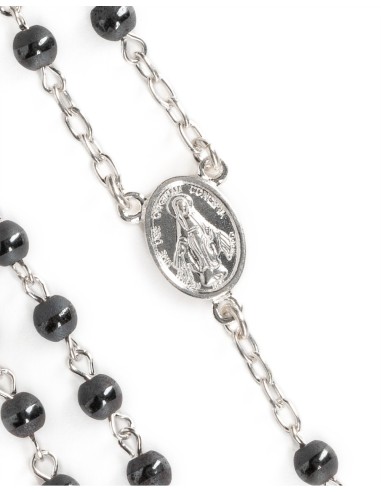 Matt and Shiny Gray Beads Sterling Silver Rosary | Vatican Gift