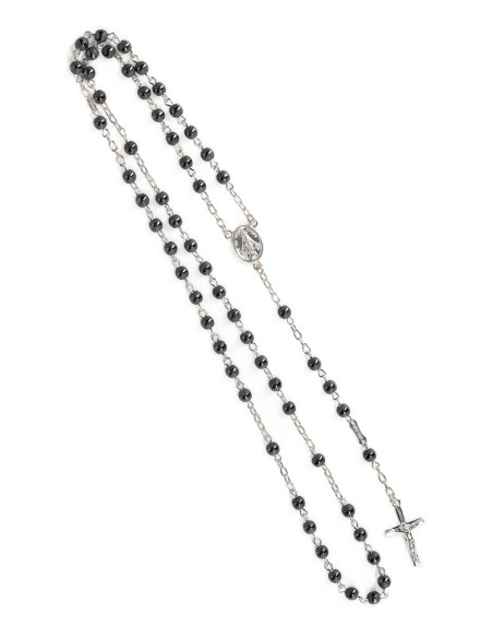 Matt and Shiny Gray Beads Sterling Silver Rosary | Vatican Gift