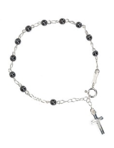 Matt and Shiny Gray Beads Sterling Rosary Bracelet | Vatican Gift
