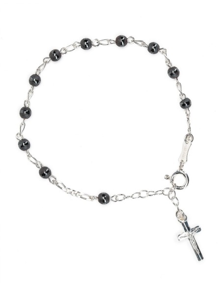 Matt and Shiny Gray Beads Sterling Rosary Bracelet | Vatican Gift