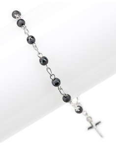 Matt and Shiny Grey Beads Sterling Rosary Bracelet | Vatican Gift 2