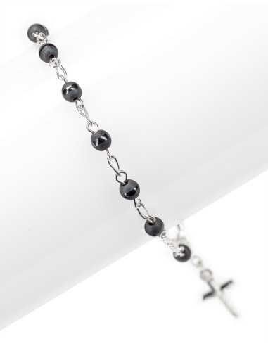 Matt and Shiny Gray Beads Sterling Rosary Bracelet | Vatican Gift