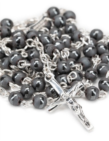 Gray Ematite Beads Sterling Rosary Set | Vatican Gift