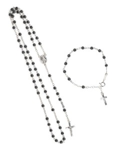 Gray Ematite Beads Sterling Rosary Set | Vatican Gift