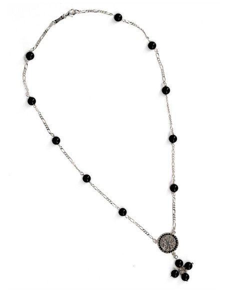 Onyx Sterling Silver Rosary Necklace | Vatican Gift