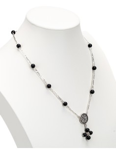Onyx Sterling Silver Rosary Necklace | Vatican Gift 2