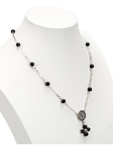 Onyx Sterling Silver Rosary Necklace | Vatican Gift
