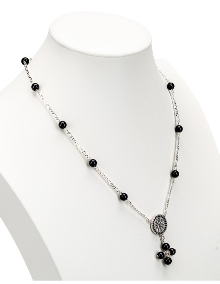 Onyx Sterling Silver Rosary Necklace | Vatican Gift