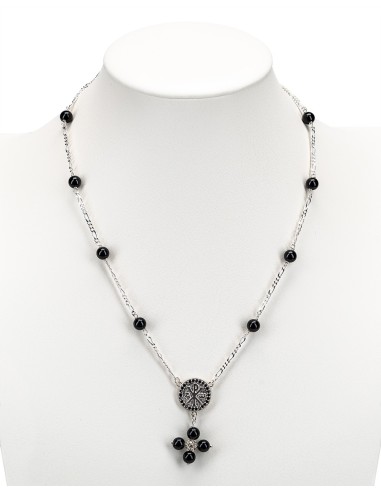 Onyx Sterling Silver Rosary Necklace | Vatican Gift