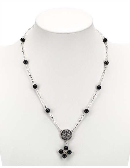 Onyx Sterling Silver Rosary Necklace | Vatican Gift
