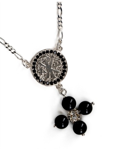 Onyx Sterling Silver Rosary Necklace | Vatican Gift
