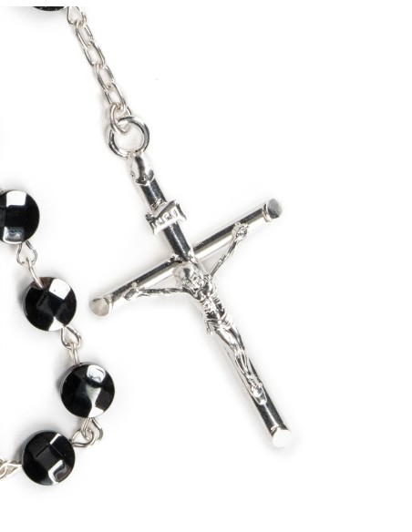 Flat Hematite Beads Sterling Silver Rosary