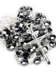 Flat Hematite Beads Sterling Silver Rosary
