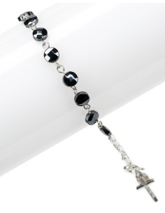 Flat Hematite Beads Sterling Silver Rosary Bracelet 2