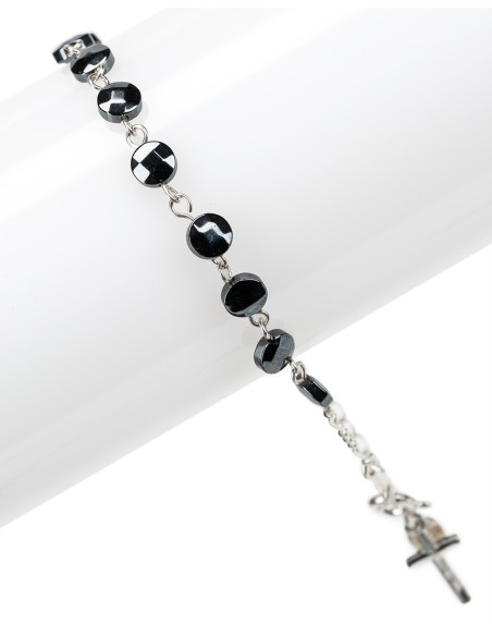 Flat Ematite Beads Sterling Silver Rosary Bracelet | Vatican Gift