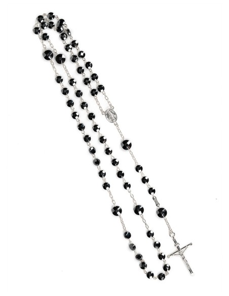 Flat Hematite Beads Sterling Silver Rosary and Rosary Bracelet Set