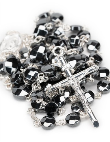 Flat Ematite Beads Sterling Silver Rosary Set | Vatican Gift
