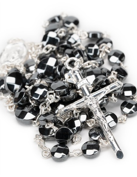 Flat Ematite Beads Sterling Silver Rosary Set | Vatican Gift