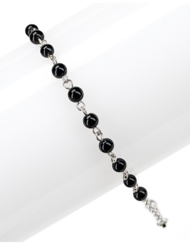 Black Beads Sterling Silver Bracelet | Vatican Gift