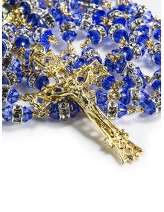 Blue White Swarovski Crystal gold plated