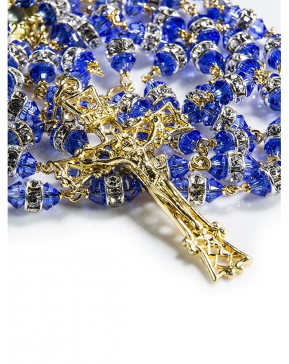 Blue White Swarovski Crystal gold plated