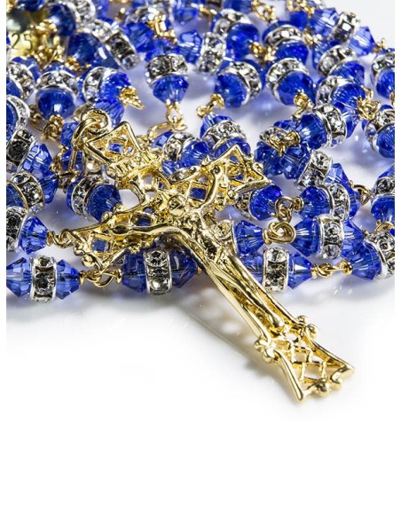 Blue White Swarovski Crystal gold plated