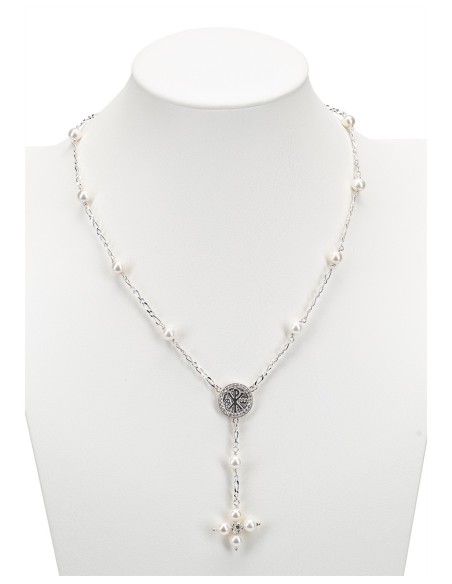 Pearls Sterling Silver Rosary Necklace | Vatican Gift